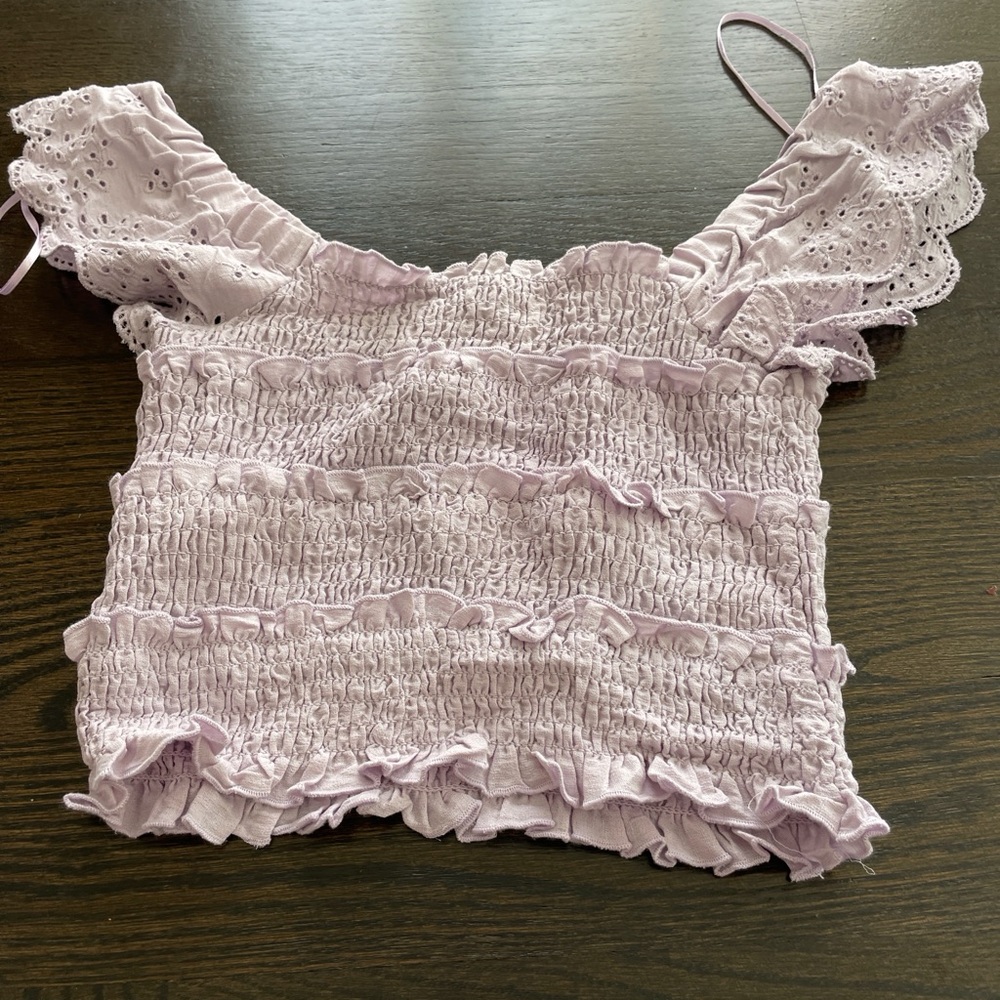 Lilac Ruffled Crop Top